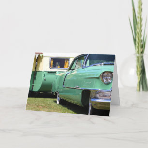 CARTE HAPPY CAMPER, CLASSIC CAR & TRAILER BIRTHDAY CARD