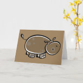 Carte Happy Cartoon Hippo (Fleur jaune)