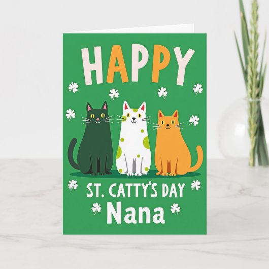 Carte Happy Cat St Pattys Day Nana Card (Devant)