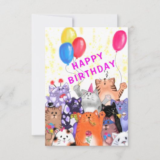 Carte Happy Cats Party Funny Birthday Card (Devant)