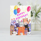 Carte Happy Cats Party Funny Birthday Card (Debout devant)