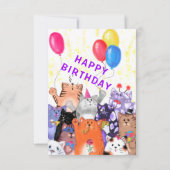 Carte Happy Cats Party Funny Birthday Card (Dos)