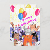 Carte Happy Cats Party Funny Birthday Card (Devant / Derrière)