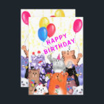 Carte Happy Cats Party Funny Birthday Card<br><div class="desc">Cartes d'Anniversaire Joyeuses avec Happy Cat Party Cartoon Dessin Cute Funny Cats Anniversaire - ou Choisissez / Ajoutez votre texte unique / Police / Couleur / Taille - Faites votre cadeau de carte spéciale - Redimensionnez et déplacez ou supprimez et ajoutez des éléments / image avec l'outil de personnalisation! Dessin...</div>