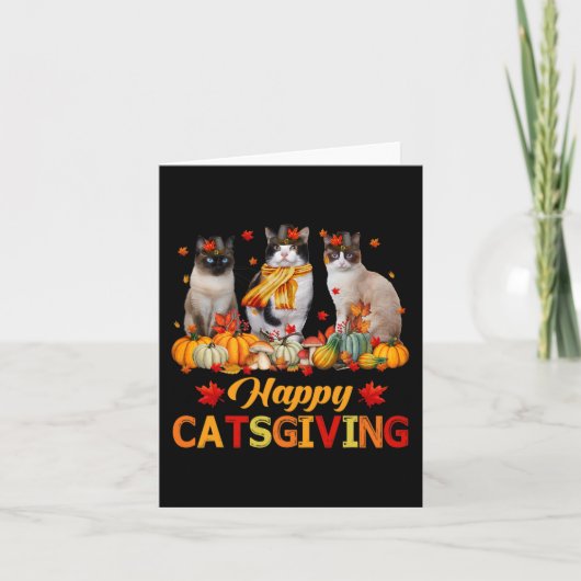 Carte Happy Catsgiving Siamese Chat Automne Automne Vibe (Devant)