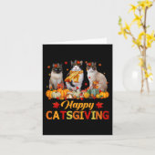 Carte Happy Catsgiving Siamese Chat Automne Automne Vibe (Fleur jaune)