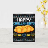 Carte Happy Challah Days Ugly Christmas Hanukkah  (Fleur jaune)