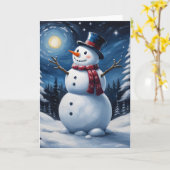 Carte Happy christmas snowman (Fleur jaune)