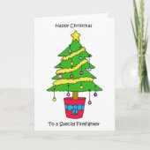 Carte Happy Christmas to Firefighter Decorative Tree (Devant)