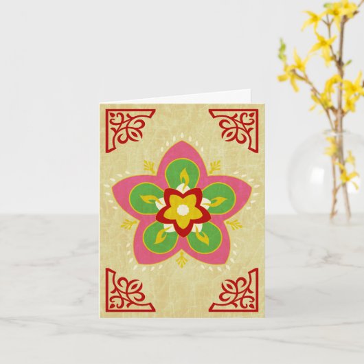 Carte happy diwali : rangoli (Fleur jaune)