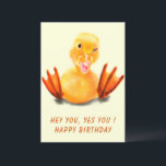 Carte Happy Duck Funny Birthday Card - Texte personnalis<br><div class="desc">Joyeuses cartes d'anniversaire avec Funny Jaune Canard Jouer Wink Joyeux Smile Dessin et texte - ou Choisissez / Ajoutez votre texte unique / Police / Couleur - Faites votre cadeau spécial - Redimensionnez et déplacez ou supprimez et ajoutez des éléments / image avec l'outil de personnalisation! Choisissez les polices /...</div>