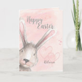 Carte Happy Eaquarelle de Pâques Bunny Nom personnalisé (Devant)
