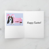 Carte Happy Easter Basset Hound Easter Bunny (Intérieur)