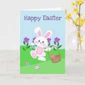 Carte Happy Easter-Bunny And Basket (Fleur jaune)