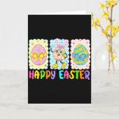 Carte Happy Easter Coquette Bow Funny Easter Eggs Kids B (Fleur jaune)