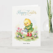 Carte Happy Easter Cute Chick Spring (Devant)