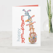 Carte Happy Easter Cute Funny Modern Bunny Rabbit Egg (Devant)
