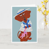 Carte Happy Easter Dachshund Folded Greeting Card (Fleur jaune)