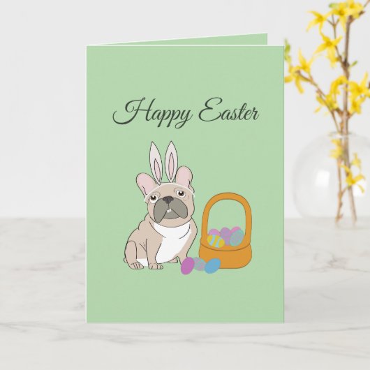 Carte Happy Easter, dog (Fleur jaune)