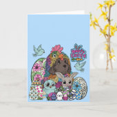 Carte Happy Easter Fuzzy & Feather Friends (Fleur jaune)