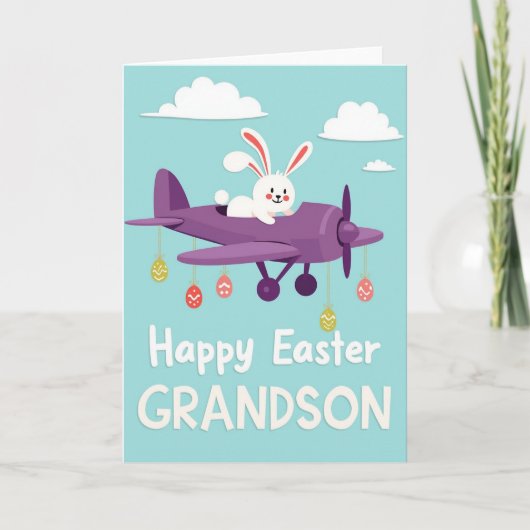 Carte Happy Easter Grandson Fun Plane Card (Devant)