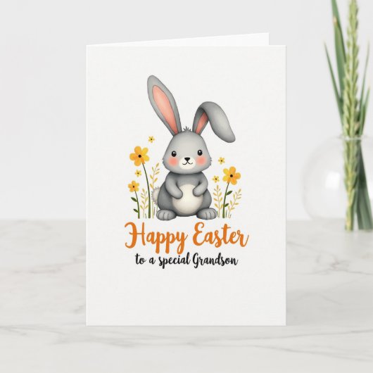 Carte Happy Easter Grandson Hare Card (Devant)