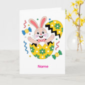 Carte Happy Easter Party Bunny Popping Out  (Fleur jaune)