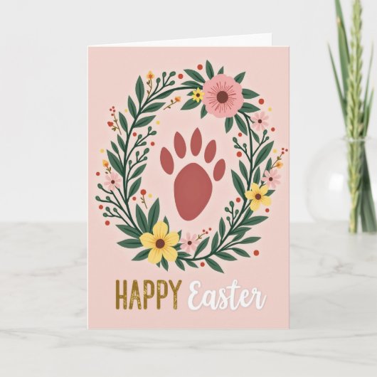 Carte Happy Easter Paw Print Card (Devant)