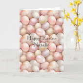 Carte Happy Easter Peach Pink Eggs   (Fleur jaune)