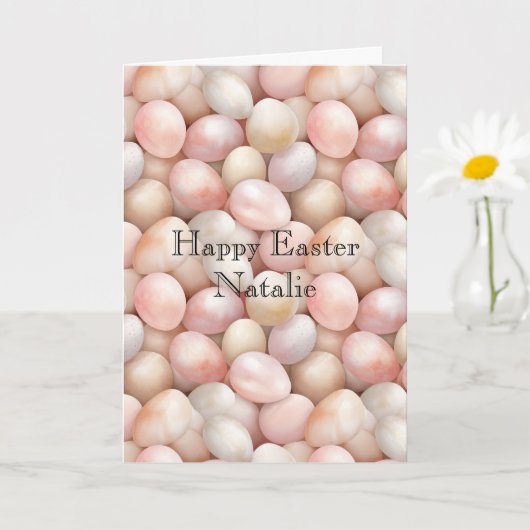 Carte Happy Easter Peach Pink Eggs   (Petite plante)