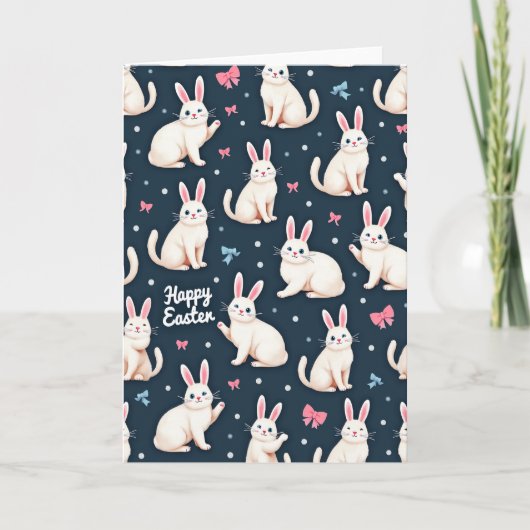Carte Happy Easter Rabbits Pattern Card (Devant)