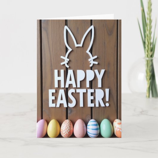 Carte Happy Easter Wood Design Card (Devant)