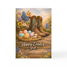 Happy Easter Y’all Boots & Wildflowers Card