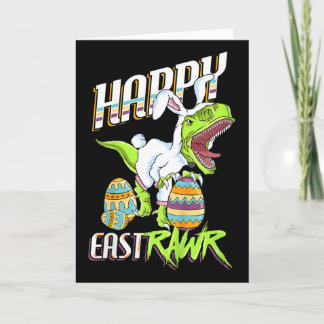 Carte Happy Eastrawr Cute Trex Dinosaur Easter Bunny Egg