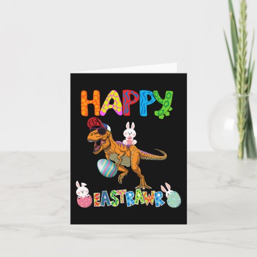 Carte Happy Eastrawr T Rex Bunny Dinosaur de Pâques Oeuf (Devant)