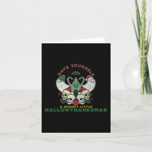 Carte Happy Éffrayant HallowThanksMas Halloween Noël F (Devant)