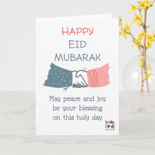 Carte Happy Eid - Handshake (Fleur jaune)