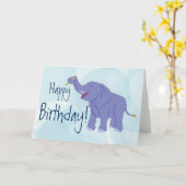 Carte Happy Elephant (Personnaliser) (Fleur jaune)