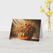 Carte Happy Fall Citrouille Bouquet (Fleur jaune)