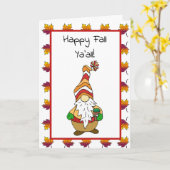 Carte Happy Fall Ya'all, mignonne Gnome d'automne (Fleur jaune)