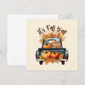 Carte Happy Fall Y'all - Camion rustique avec Citrouille (Devant / Derrière)