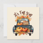 Carte Happy Fall Y'all - Camion rustique avec Citrouille (Devant)