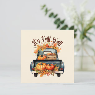 Carte Happy Fall Y'all - Camion rustique avec Citrouille