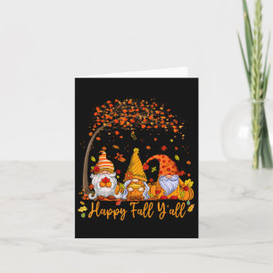 Carte Happy Fall Y'all Gnome Citrouille Automne Feuilles