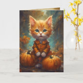 Carte Happy Fall Y'all Kitten, Citrouille Patch Cat (Fleur jaune)