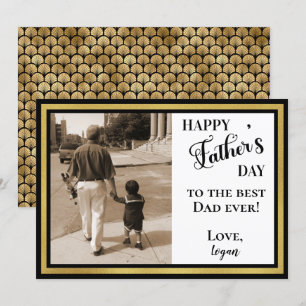 Carte Happy Fête des pères Black & Gold Art Déco
