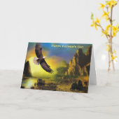 Carte Happy Fête des pères chauve aigle (Fleur jaune)