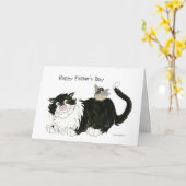 Carte Happy Fête des pères cool chat (Fleur jaune)