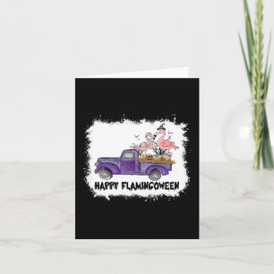 Carte Happy Flamingoween Flamant rose rose Halloween Ske