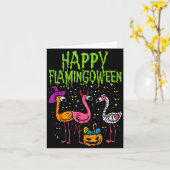 Carte Happy Flamingoween Y Flamingos Funny Halloween Cos (Fleur jaune)